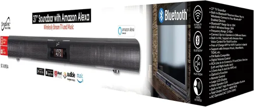 Vista 5 de Supersonic SC-1419SBA Sistema de barra de sonido Bluetooth óptica de 37 pulgadas con Alexa, conexión de altavoz multihabitación, línea RCA, entrada