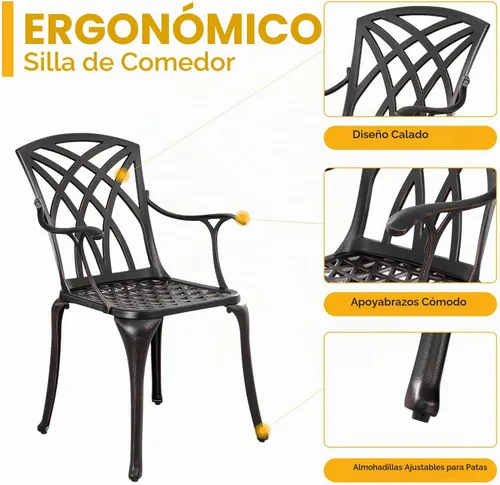 Vista 4 de Juego de 2 sillas de comedor para patio, sillas bistró de Set 2#1