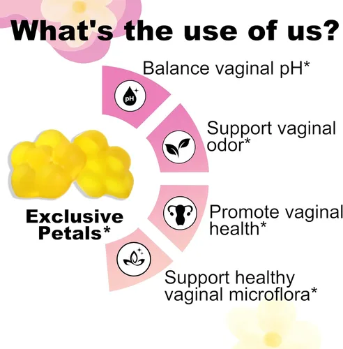 Vista 5 de Gomitas de equilibrio femenino para mujeres, probióticos, vitamina C, fruta de piña, apoya la salud vaginal, el equilibrio del pH para las mujeres