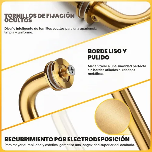 Vista 4 de Kolet Manija de puerta de ducha, 6 pulgadas de centro a centro, tubo Oro cepillado