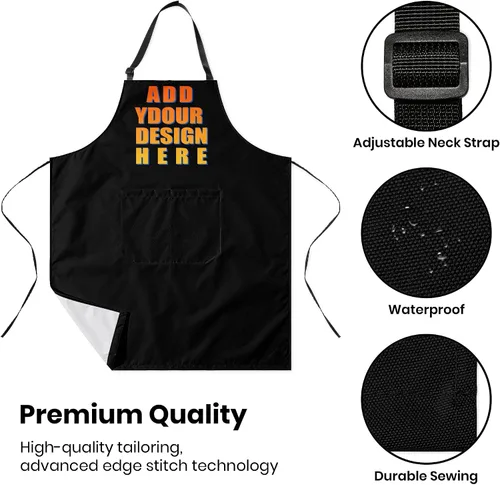 Vista 4 de Apron for Women with 2 Pockets Waterproof Bib for Kitchen Cooking Restaurant BBQ Painting Crafting Salon Nails