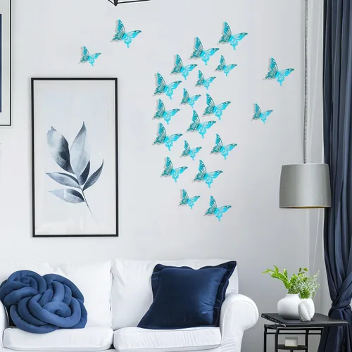 Vista 4 de Calcomanías de pared de mariposa 3D, decoraciones de mariposa para cumpleaños, bodas, fiestas, decoraciones de mariposas para decoración de sala
