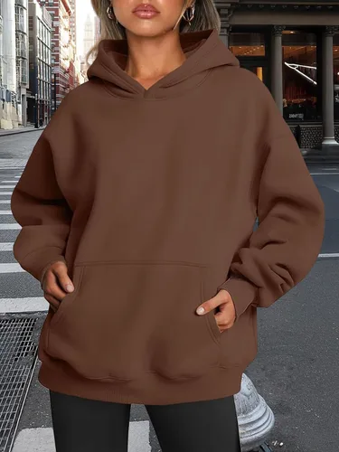 Vista 155 de Trendy Queen - Sudaderas extragrandes con capucha para mujer, suéteres de manga larga, sin botones, de vellón, de otoño, ropa de invierno