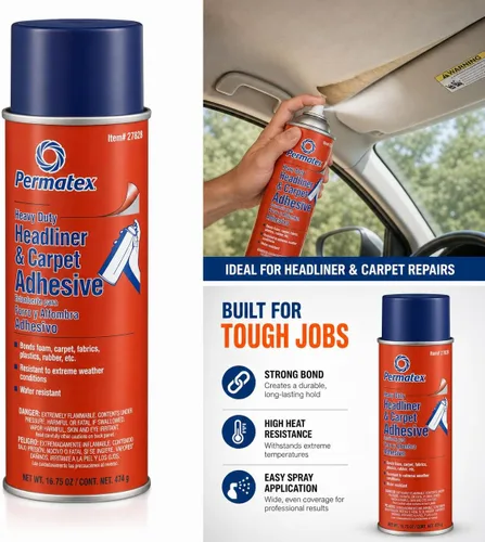 Vista 7 de Permatex 27828 Body Shop - Adhesivo de techo resistente, adhesivo en aerosol de alta resistencia, reparación de piezas interiores desprendidas