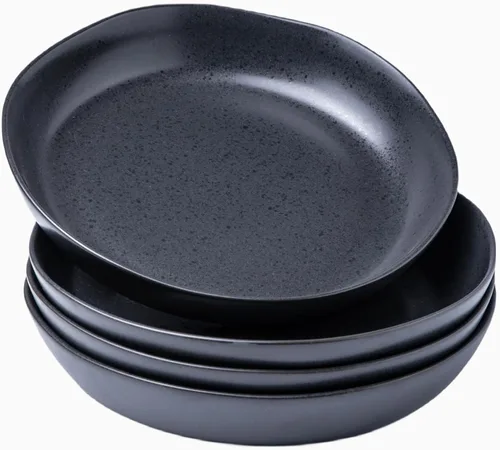 Vista 16 de AmorArc 9.75'' de cerámica cuencos grandes para pasta, juego de 4 cuencos planos de gres de 38 onzas para servir, cuencos aptos para horno