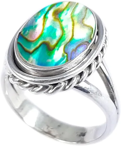 Vista 7 de Anillo fino de plata esterlina 925 para mujer, hecho a mano, joyería de piedras preciosas, anillo de moda (1379)