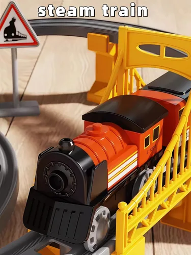 Vista 5 de Juego de tren eléctrico de 119 piezas para niños de 4 a 8 años, juego de tren a pilas con rieles, regalos para niños de 3, 4, 5, 6, 7, 8 años o más