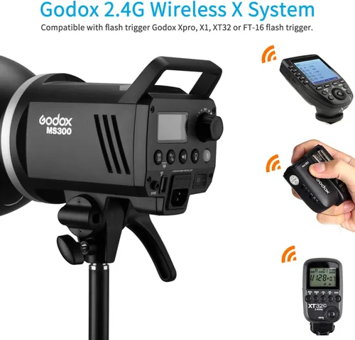 Vista 3 de Godox MS300 MS 300 Studio Flash Strobe, MS300 300W Monolight con montaje Bowens, sistema inalámbrico X 2.4G, lámpara de modelado de 150W, reciclaje