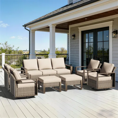 Vista 53 de Sofá de Mimbre Metálico para Patio de 75", Sofá Sillón de Ratán para Exteriores de 3 Asientos para Todo Tipo de Clima con Cojines Premium