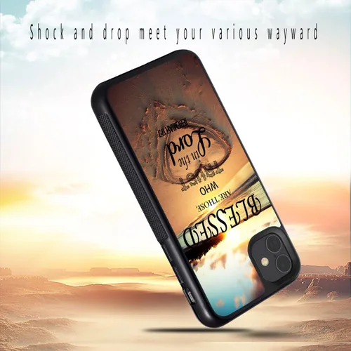 Vista 3 de Funda para iPhone 11, versículo de la Biblia Jeremiah 17:7, diseño de playa de mar, antiarañazos, a prueba de golpes, funda de protección de TPU