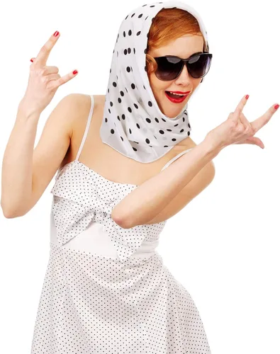 Vista 3 de SATINIOR 1950s Chiffon Scarf Square Handkerchief Neck Scarf Satin Ribbon Polka Dot Scarf Hair Tie for Women Girl