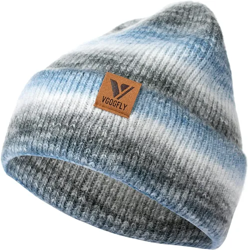 Vista 22 de Vgogfly Gorro de invierno para hombre, gorro de punto holgado con forro cálido para hombre, gorro de invierno con rayas para mujer Negro