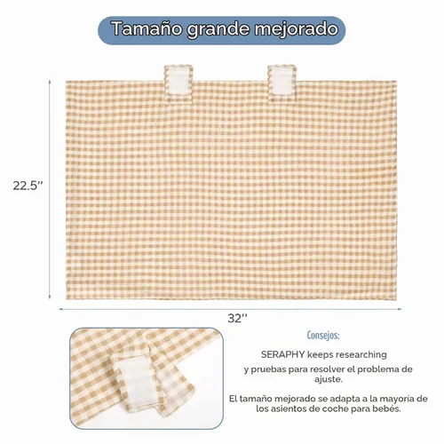 Vista 2 de SERAPHY Fundas de asiento de automóvil 100% muselina de algodón para bebés, funda universal para asiento de automóvil de bebé, cubierta de asiento