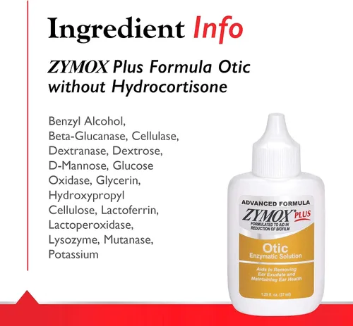 Vista 4 de Zymox Advanced Formula Otic Plus Solución enzimática para oídos para perros y gatos sin hidrocortisona, 1.25 oz