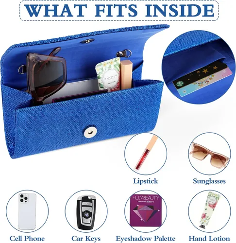 Vista 6 de Giantree Bolso de noche para mujer, bolso de mano plisado con cadena desmontable para baile de graduación, boda, compromiso