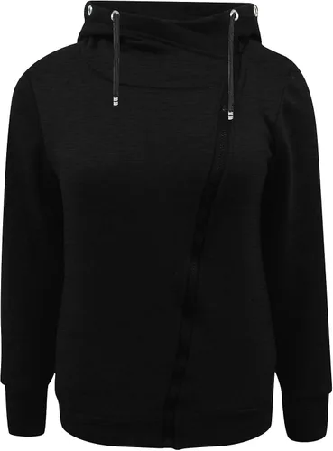 Vista 2 de Sudadera con capucha con cremallera oblicua de las mujeres con capucha con cremallera completa con capucha y bolsillos
