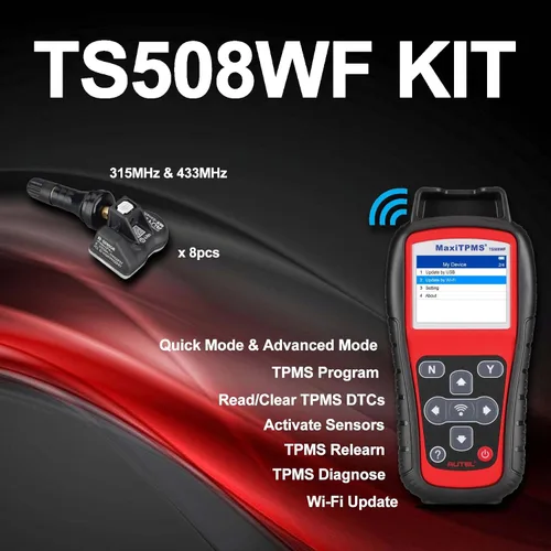 Vista 2 de Autel MaxiTPMS TS508WF Kit de herramienta de programación TPMS, con 8 sensores MX, programador de sensores de neumáticos 2026, reinicio/reinicio