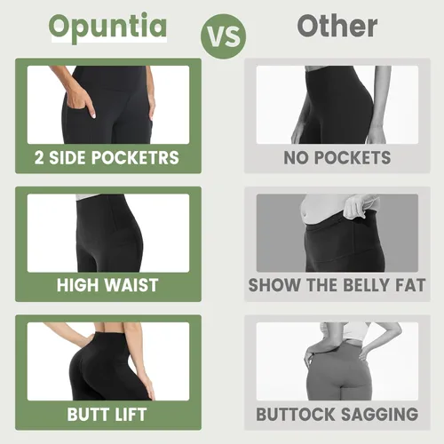 Vista 3 de Opuntia Paquete de 5 leggings para mujer, cintura alta, control de abdomen, suaves, color negro, pantalones de yoga adelgazantes para entrenamiento