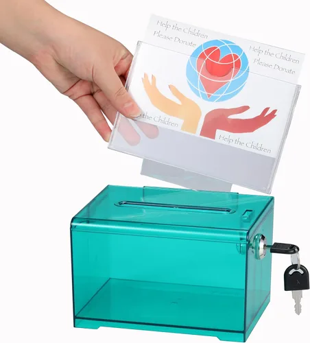 Vista 12 de Adir - Caja de sugerencias con ranura y candado, caja de donación acrílica para recaudación de fondos, caja de dibujo para rifa, caja de recaudación