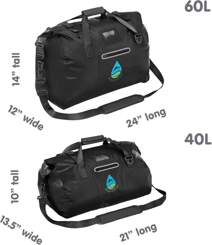 Vista 2 de Skog Å Kust Duffelsak - Bolsa de lona impermeable resistente para deportes, viajes y más, tamaños de 40, 60 y 90 litros, Negro, Deportivo/resistente