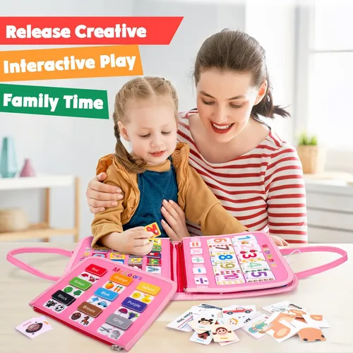 Vista 6 de HONGDDY Juguetes Montessori para niños pequeños, juguete de mesa sensorial para aprender habilidades motoras finas, libros silenciosos, juguetes