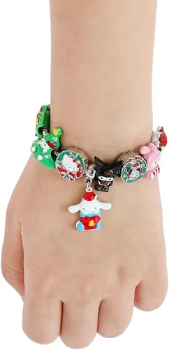 Vista 3 de WENZHUINS Juego de pulseras con dijes, pulsera ajustable con temática de anime, regalo de cumpleaños, Halloween, regalos de Navidad
