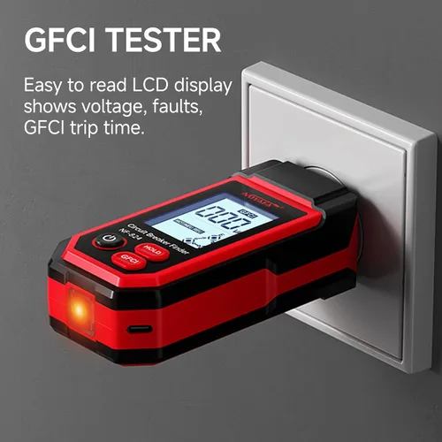 Vista 5 de NOYAFA Buscador de disyuntores con pantalla LCD y probador de salida GFCI Rojo