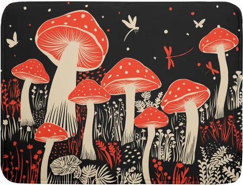 Vista 40 de Tapete de secado de platos de cabaña rústica, tapete escurridor de vida silvestre de oso del bosque, alce, 18 x 24 pulgadas, almohadilla escurridor