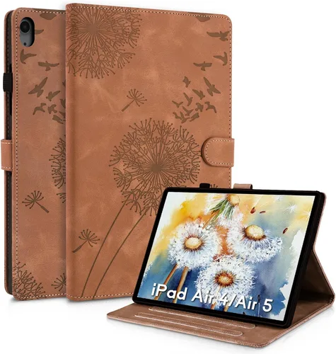 Vista 27 de Funda para tablet iPad Air de 11 pulgadas, diseño de diente de león con soporte para lápiz Apple, cierre magnético y recortes precisos, compatible