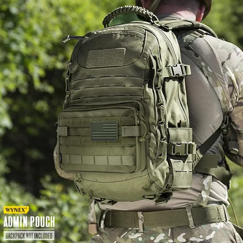Vista 8 de WYNEX Bolsa táctica grande de administración de diseño de doble capa, bolsa de utilidad Molle EDC EMT con funda de mapa, bolsa modular