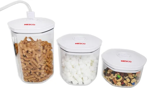 Vista 5 de NESCO Juego de recipientes al vacío de 3 piezas, recipientes de almacenamiento de alimentos sin BPA con tapas, para marinar, preparar comidas