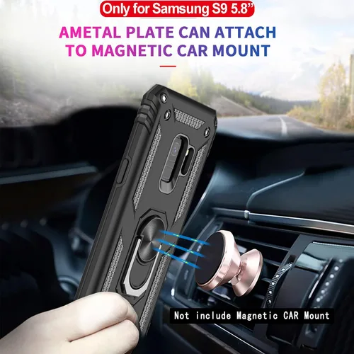 Vista 4 de LeYi Funda para Galaxy S9 con 2 protectores de pantalla suave, anillo de metal protector de grado militar con función atril para teléfono Android