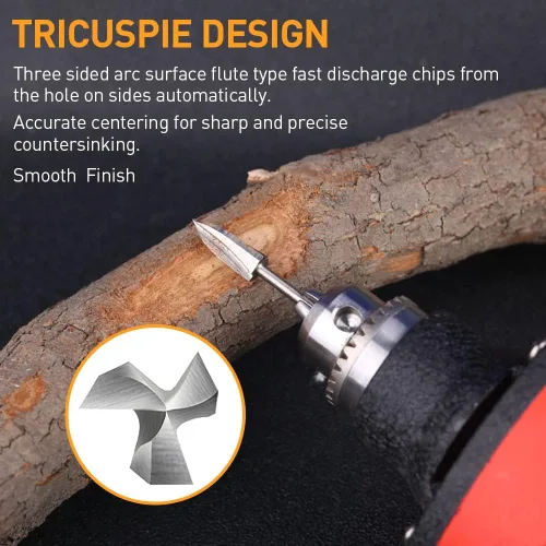 Vista 5 de Brocas de tallado de madera para herramienta giratoria Dremel, 5 piezas de accesorios de taladro de grabado, herramienta de tallado de madera