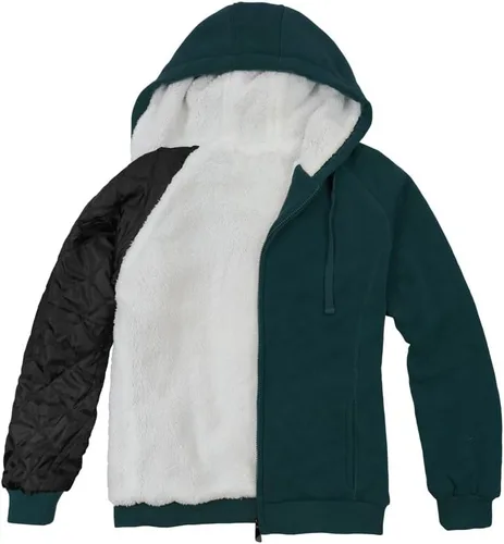 Vista 5 de Victory Outfitters - Sudadera con capucha de forro polar con cremallera y forro bereber suave para mujer