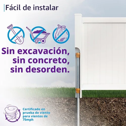 Vista 2 de WamBam Westport - Puerta de privacidad, vinilo blanco, kit de bricolaje sin excavación Privacidad de 4 pies de alto x 4 pies de ancho