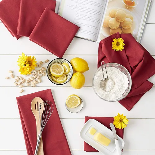 Vista 4 de DII Basic Solid DishTowel Collection - Juego de toallas de cocina de algodón de tejido plano, 18 x 28, rojo granero, 6