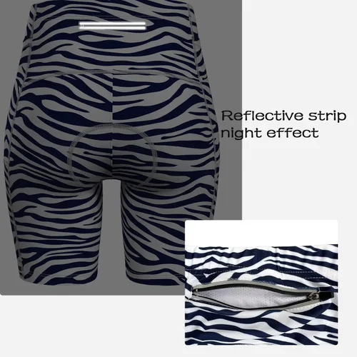 Vista 4 de Lo.gas Pantalones cortos de ciclismo acolchados para mujer, con relleno, almohadilla de gel 6D, diseño impreso, pantalones cortos de ciclismo