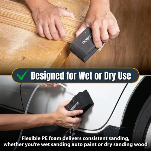 Vista 4 de POWERTEC 7-Piece PSA Sanding Block Kit, PE Foam (72560) Includes Assorted Profiles for Flat, Curved & Detailed Sanding, Compatible with PSA