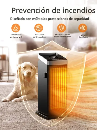 Vista 5 de BREEZOME Calentador de espacio de 1500W para uso en interiores, calentador Negro
