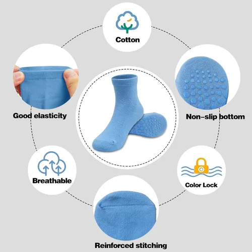 Vista 4 de ELUTONG Calcetines para niños y niñas, 15 pares de calcetines antideslizantes para bebés de 1 a 10 años