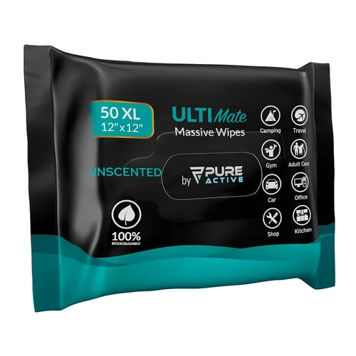 Vista 9 de Toallitas XXL para adultos mayores, toallitas higiénicas sin enjuague para ducha, viajes y campamento, 12 x 12 pulgadas, sin perfume, paquete de 50