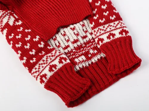Vista 6 de Suéter para perros y gatos con motivos festivos, color rojo clásico, XS, Rojo