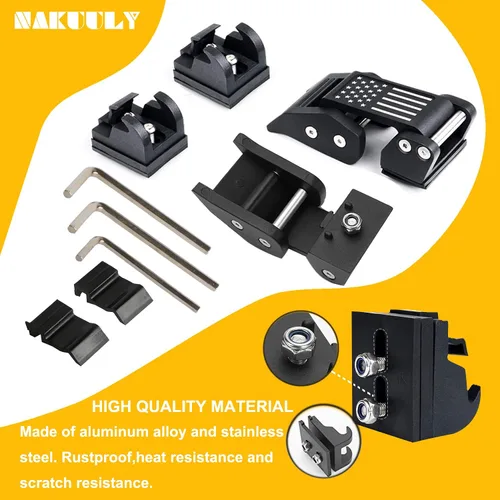 Vista 3 de Pestillos de Capó con Cierre y Estilo de Bandera de EE.UU., Kit de Pestillo de Bloqueo Ajustable Compatible con Jeep Wrangler 2007-2018 JK JKU
