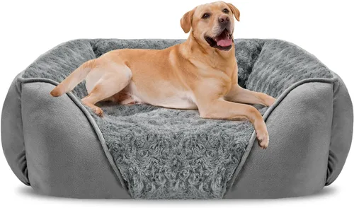 Vista 32 de INVENHO Cama para perros pequeños para perros medianos a grandes, rectangular, ortopédica, suave, relajante, duradera, con parte inferior