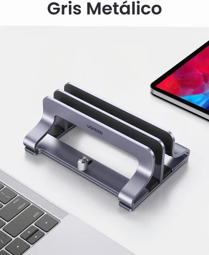 Vista 8 de UGREEN - Soporte vertical para laptop de 2 ranuras para escritorio, compatible con MacBook Pro Air, Lenovo Ideapad, Surface Book, HP Notebook, Dell