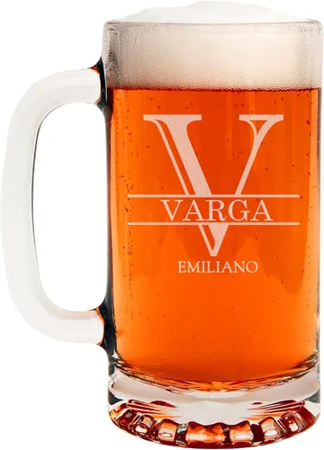 Vista 44 de Taza de cerveza de vidrio con monograma grabado de 16 onzas (letra A), regalos de cerveza personalizados de la A a la Z para hombres, Día del Padre