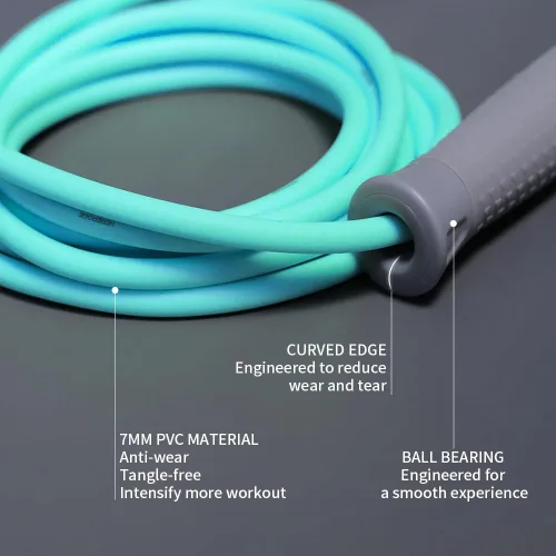 Vista 3 de HEREROPE - Cuerdas de saltar para fitness, cuerda de saltar ajustable para mujeres y hombres, cuerda de velocidad pesada con cuerda de salto de PVC