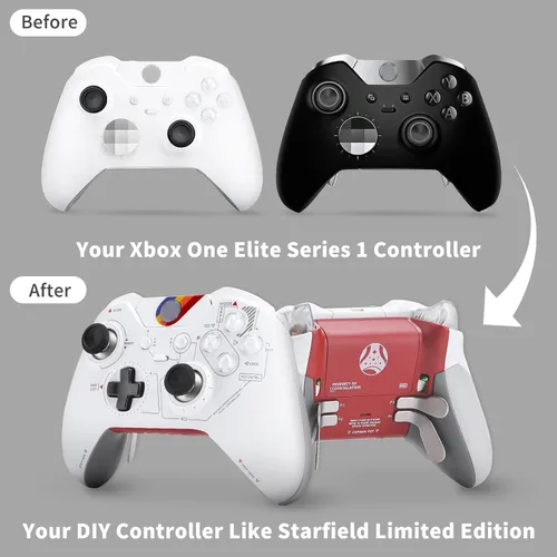 Vista 3 de VANPARK Customized Replacement Housing Shell Set, Full Set Front Case Cover and Backplate for Xbox One Elite 1st Version Wireless Controller