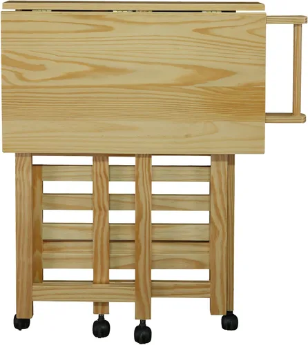 Vista 5 de Casual Home Carrito de cocina natural plegable Trek, 27 pulgadas de ancho (372-30)