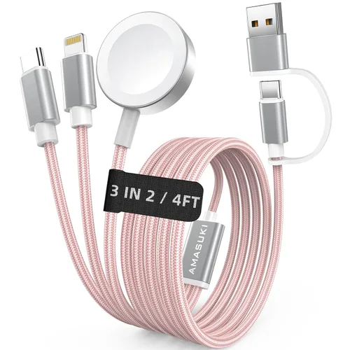 Vista 18 de Esenciales de viaje para Apple Watch, esenciales para acampar en cruceros, cable de carga múltiple, puertos de carga 3 en 2 para iWatch Series Negro